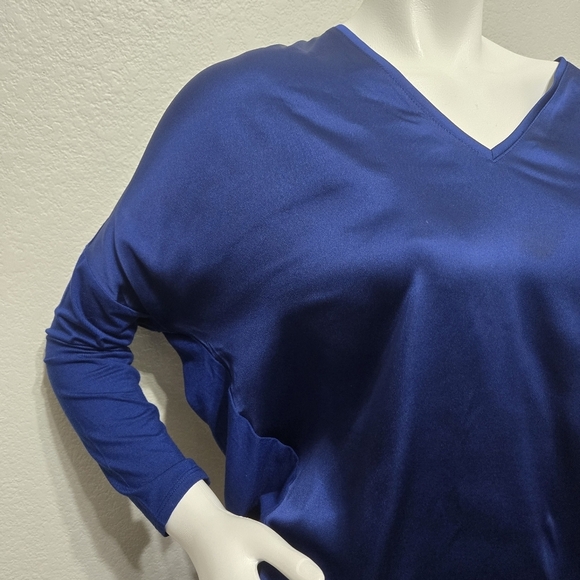 NWT WHBM Blue Woven Long Sleeve Tee Size S - Picture 4 of 10